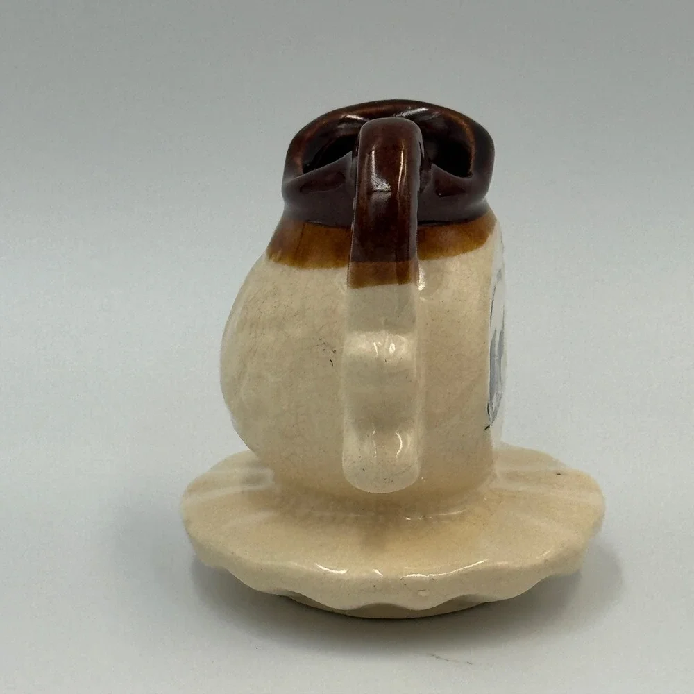 Vintage Amish Country Miniature Ceramic Pitcher Horse Buggy Souvenir Cream Brown